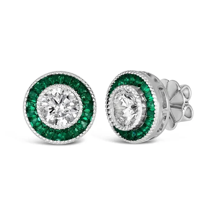 Demi Vintage Emerald Stud Earrings