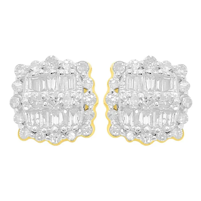 Designer Baguette Diamond Earrings .30cttw 10K Yellow Gold