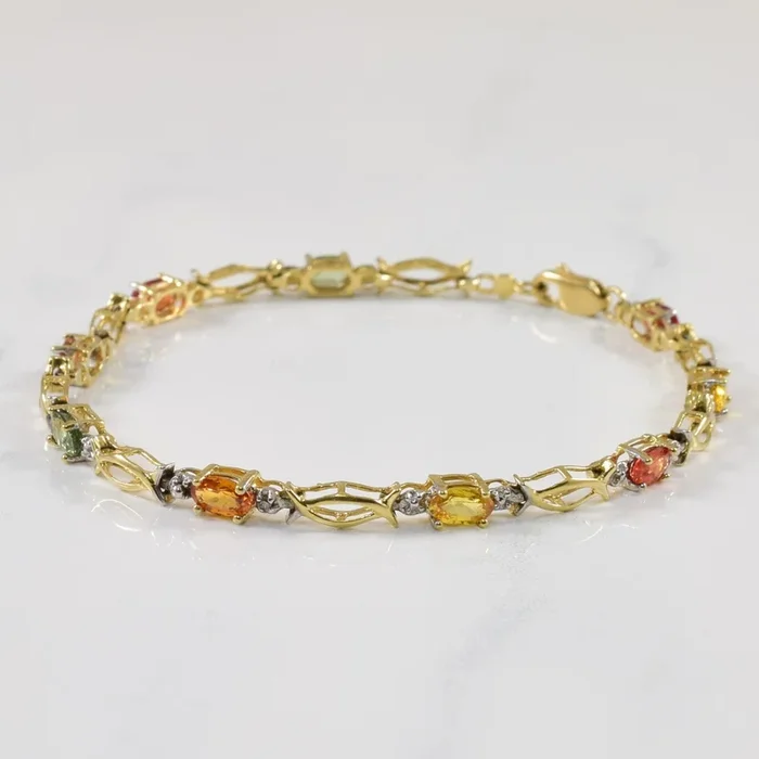 Diamond & Multi Color Sapphire Bracelet | 3.00ctw, 0.005ctw | SZ 7″ |