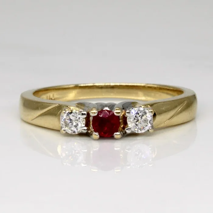 Diamond & Synthetic Ruby Ring | 0.13ctw, 0.09ct | SZ 6.75 |