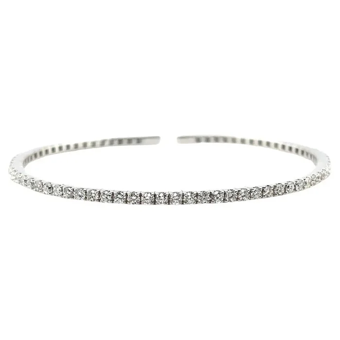 Diamond and 18k White Gold Tennis Bracelet, 2.94 Carats Total