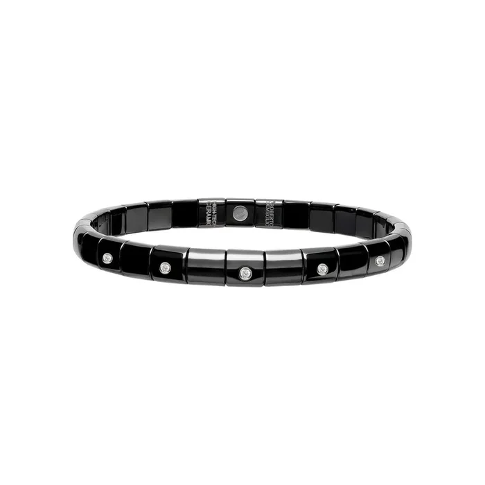 Diamond and Black Ceramic Pura Stretch Bracelet