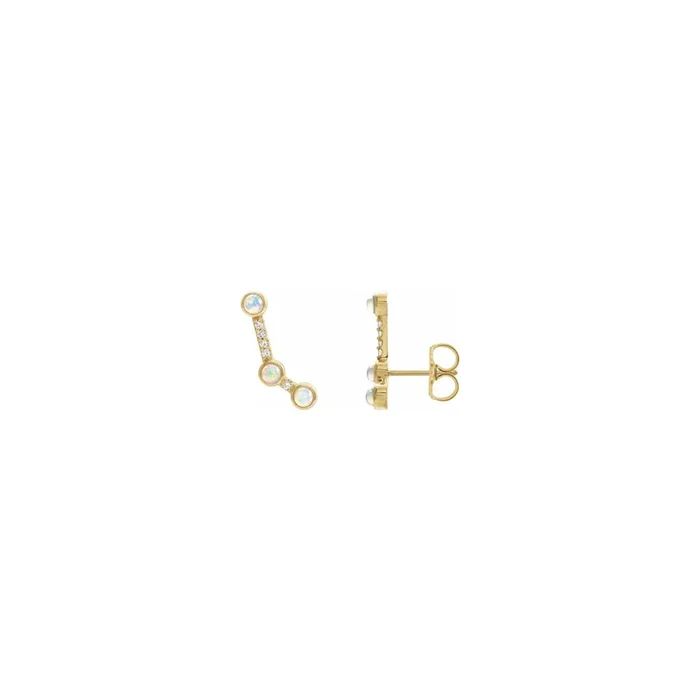 Diamond and Gemstones Cabochon Ear Climbers (14K)