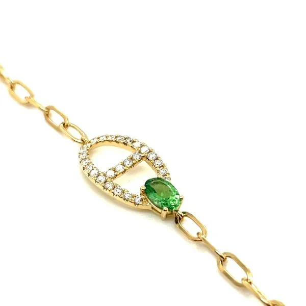 Diamond and green garnet bracelet (SKU B048)