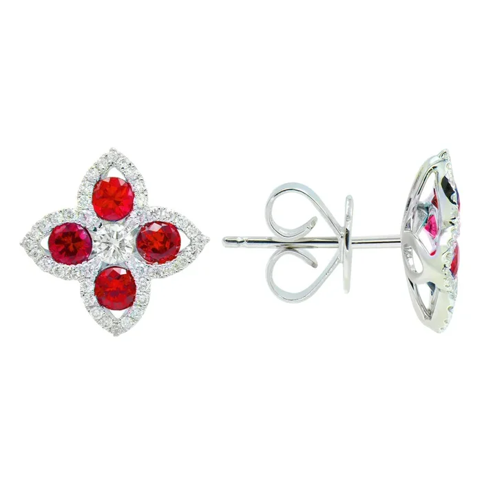 Diamond and ruby earrings (SKU E057)