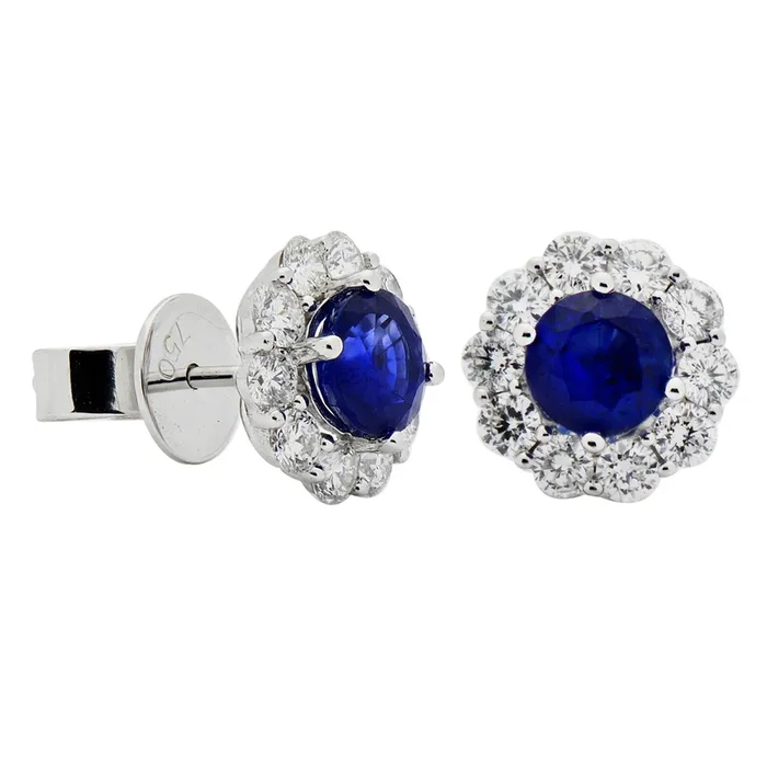 Diamond and sapphire cluster earrings (SKU E056)