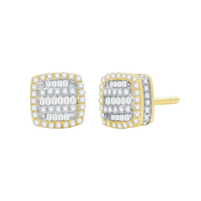 Diamond Baguette Square Earrings (14k)