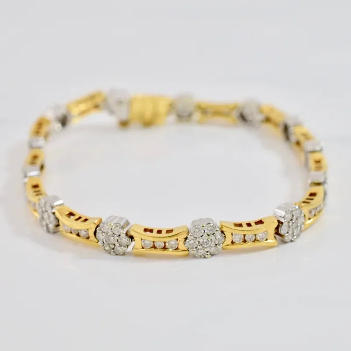 Diamond Cluster and Channel Set Diamond Bracelet | 2.47 ctw | SZ 7 ” |