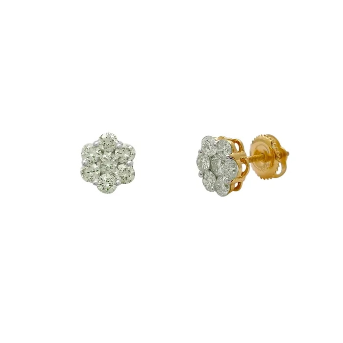 Diamond Cluster Honeycomb Stud Earrings (14K)