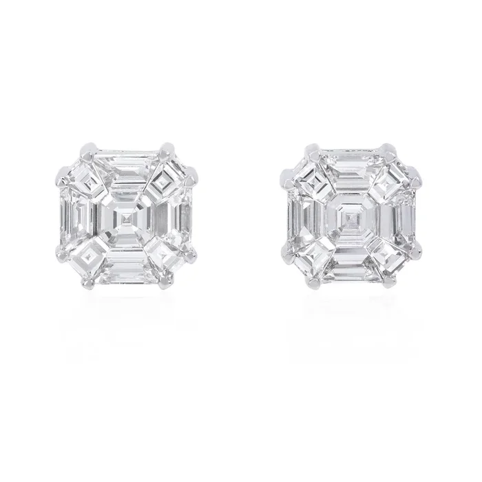 Diamond cluster stud earrings (SKU E020)