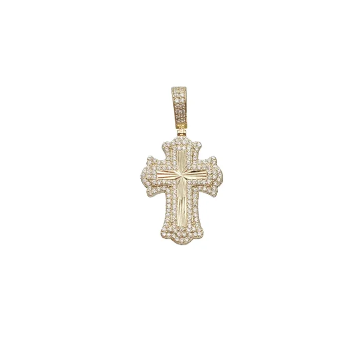 Diamond Cut Cross CZ Pendant (14K)