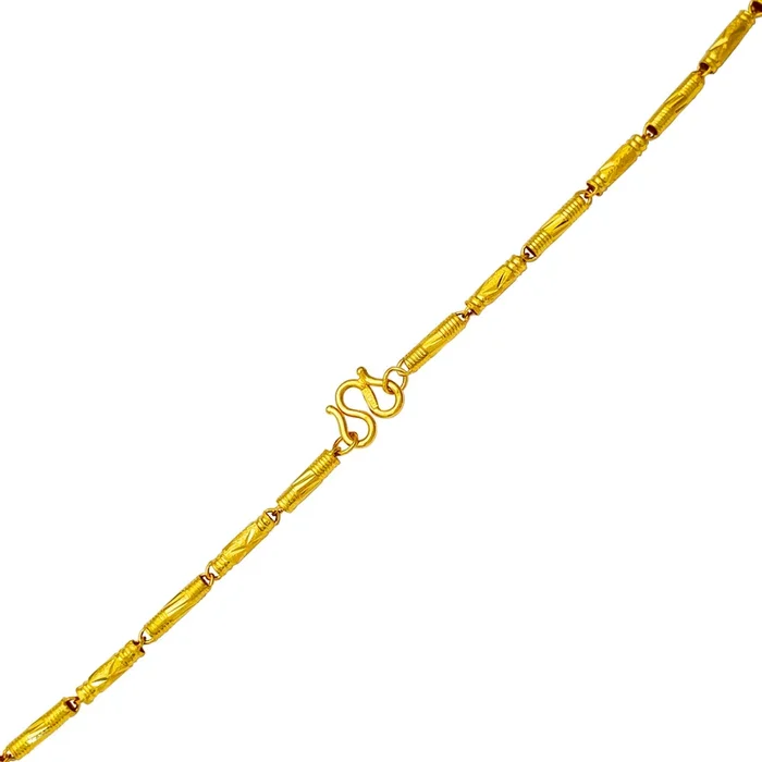 Diamond-cut Glitter Round Cylinder Necklace (24K)