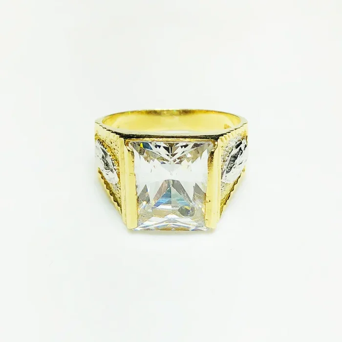 Diamond Cut Guadalupe Princess Cut CZ Ring 14K Yellow Gold