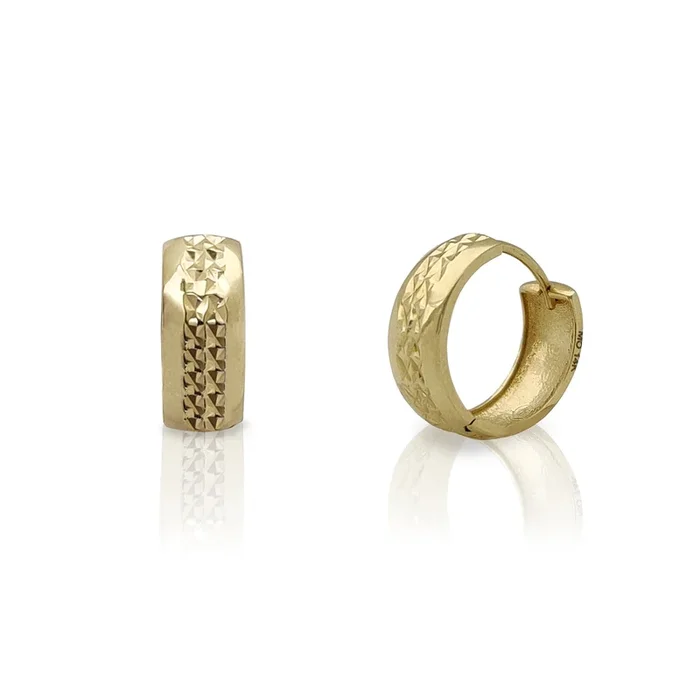 Diamond Cut Set Huggie Earrings (14K)