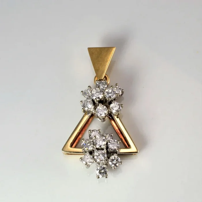 Diamond Double Cluster Triangle Pendant | 1.19ctw