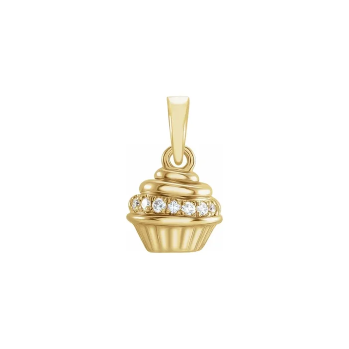Diamond Glazed Cupcake Pendant (14K)
