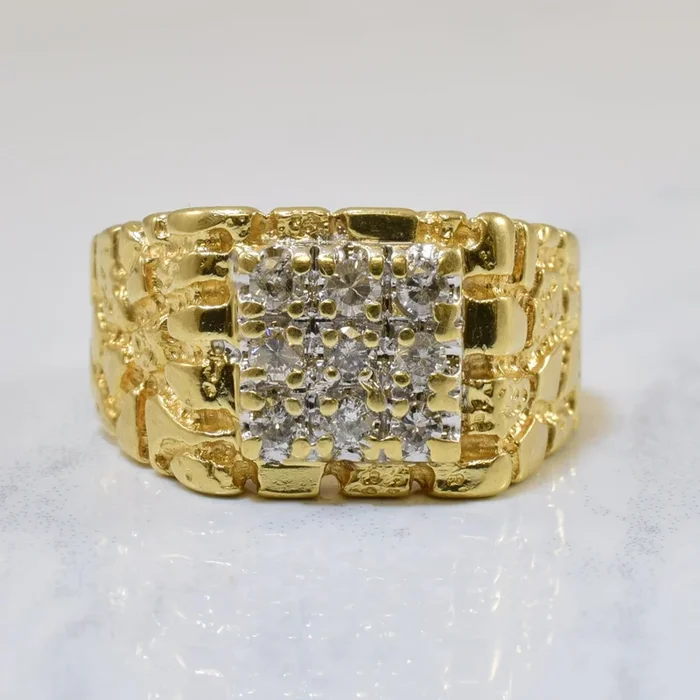 Diamond Grid Textured Ring | 0.36ctw | SZ 10 |