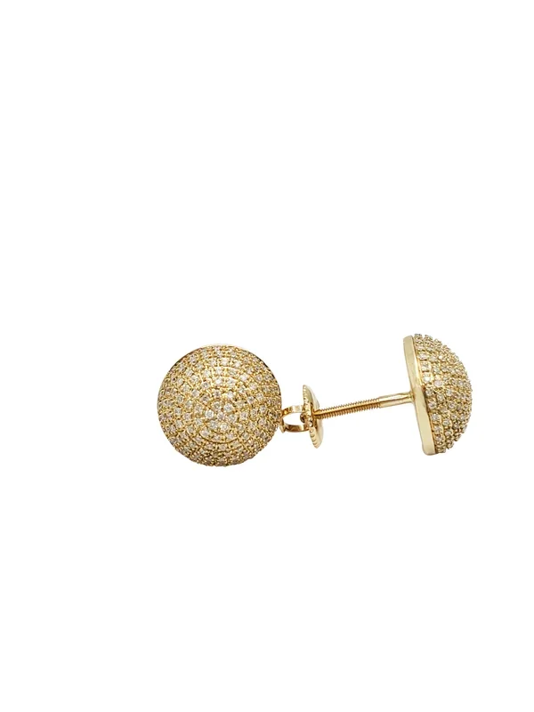 Diamond Half Ball Stud Earrings (14K)