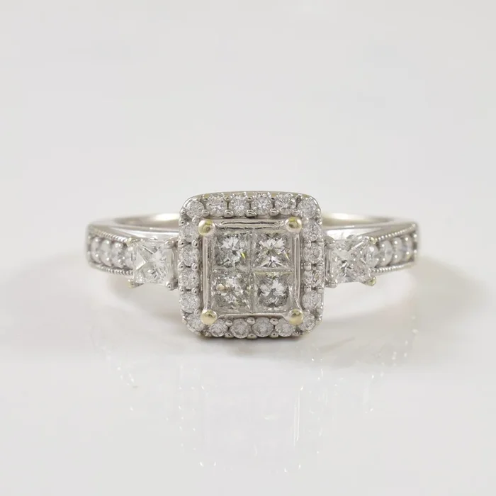 Diamond Halo Engagement Ring | 0.75ctw | SZ 8.25 |