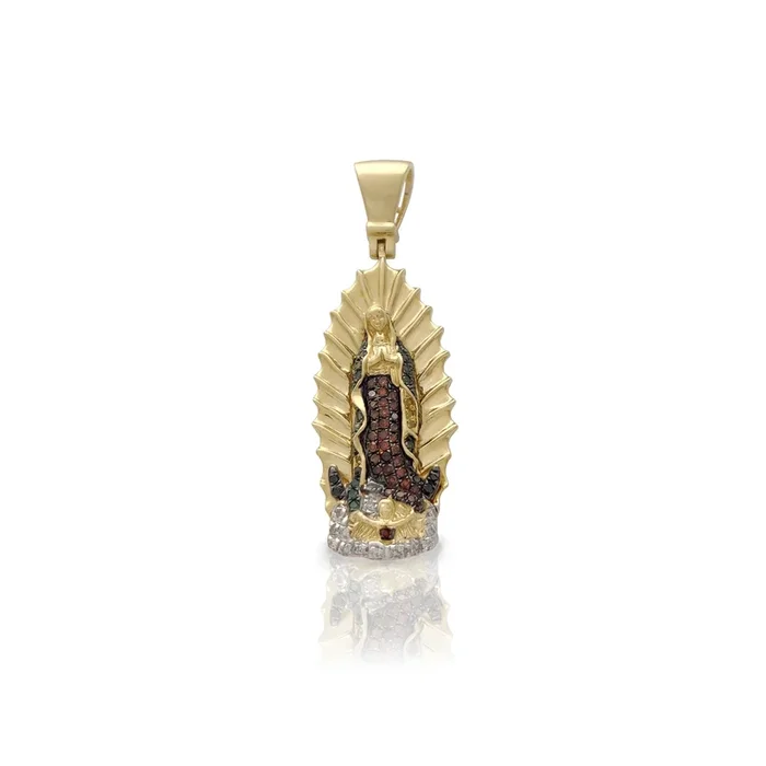 Diamond Halo Virgin Mary Pendant (14K)