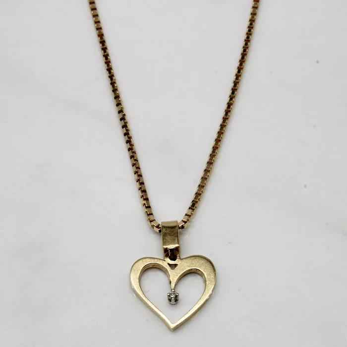 Diamond Heart Pendant Necklace | 0.01ct | 20″ |
