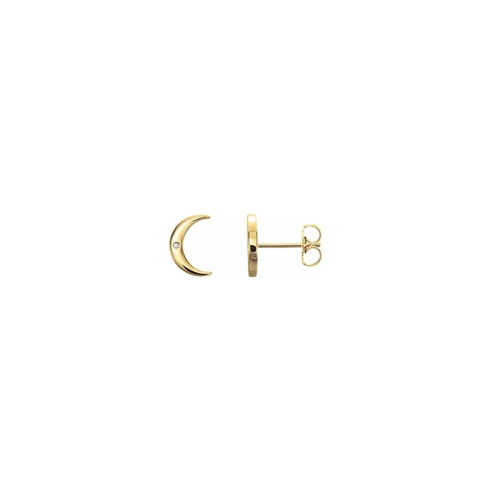 Diamond Incrusted Crescent Moon Stud Earrings