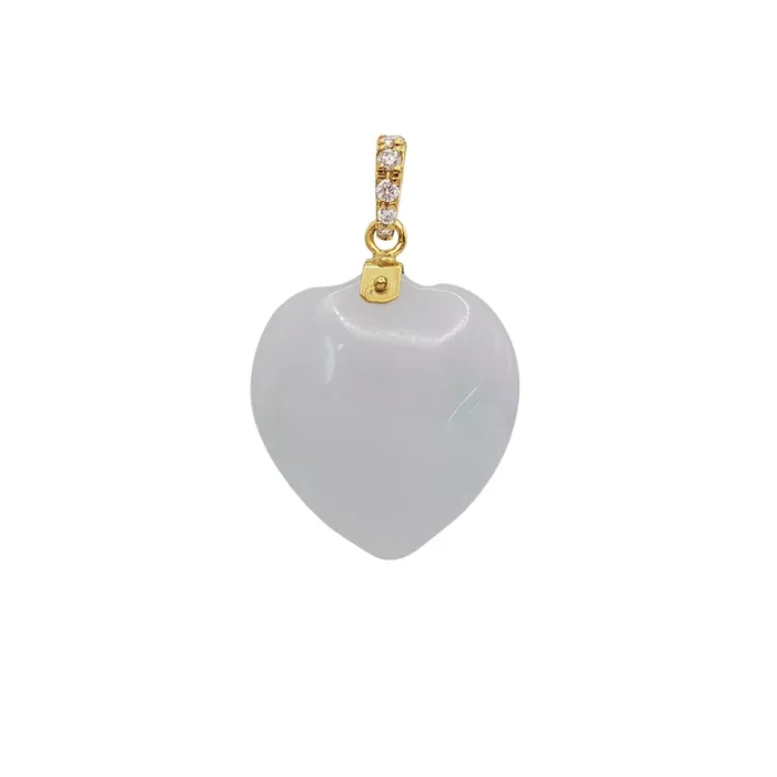 Diamond Jade Heart Pendant (14K)