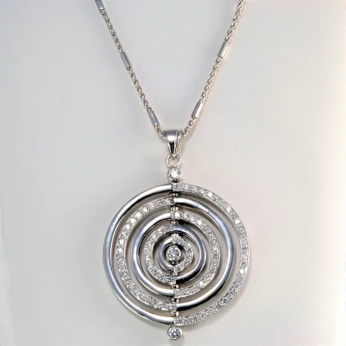 Diamond Kinetic Circles Pendant Necklace | 1.20ctw | 14″ |