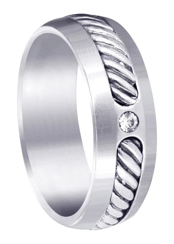 Diamond Mens Wedding Band | 0.07 Carats | Satin Finish (Julius)