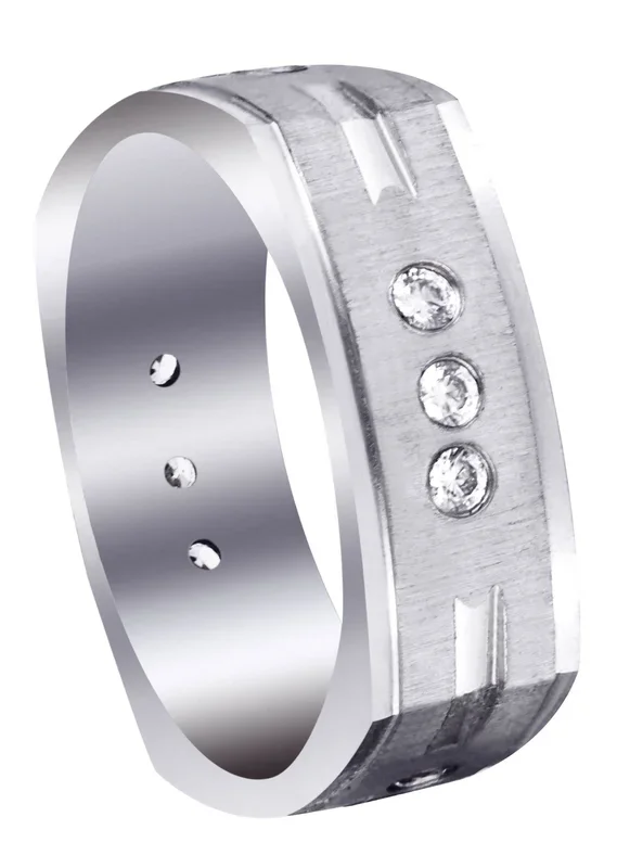Diamond Mens Wedding Band | 0.36 Carats | Cross Satin Finish (Tyson)