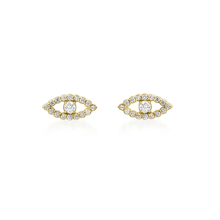 Diamond Mini Open Evil Eye Studs