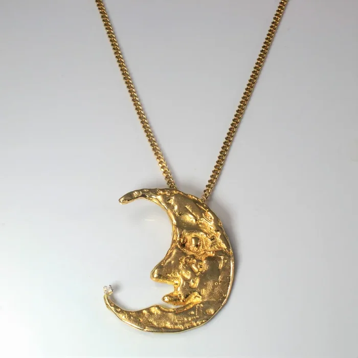 Diamond Moon Necklace | 0.05ct | 22″ |