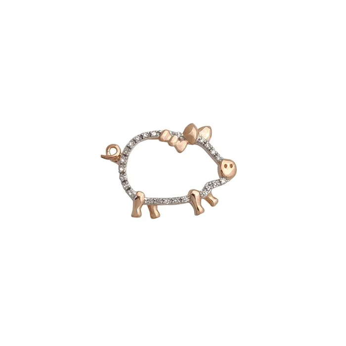 Diamond Outline Pig Pendant (10K)
