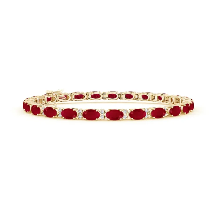 Diamond Oval Ruby Tennis Bracelet (14K).