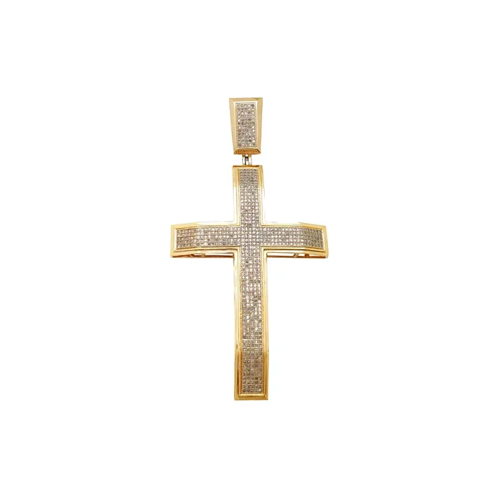 Diamond Pave Setting Cross Pendant (14K)