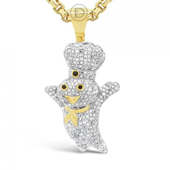 Diamond Pendant 1.75 CTW Round Cut 10K Yellow Gold