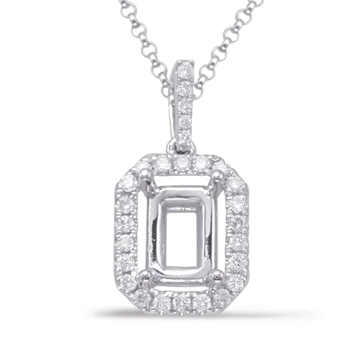 Diamond Pendant For 7x5mm Emerald Cut