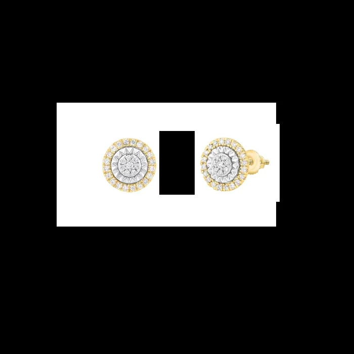 Diamond Round Roulette Stud Earrings (14K)