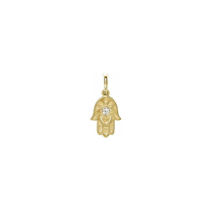 Diamond Solitaire Hamsa Pendant