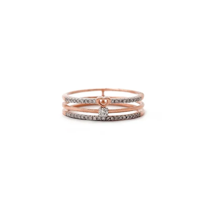 Diamond Tripe Stack Love Ring (14K)