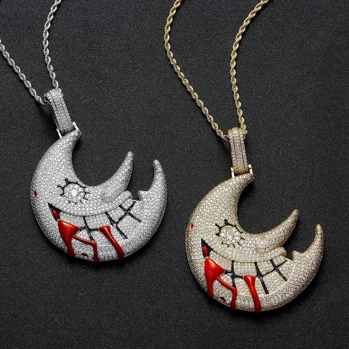 Diamond Trippie Redd Moon Face Pendant