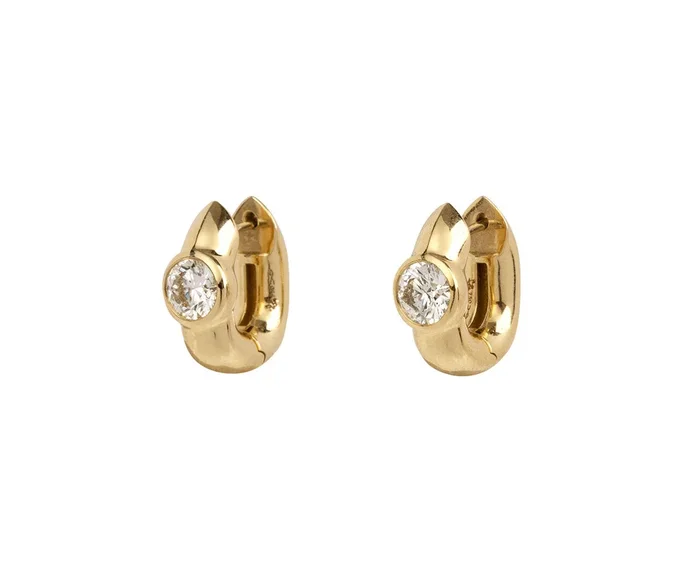 Diamond Tusk Huggie Hoops