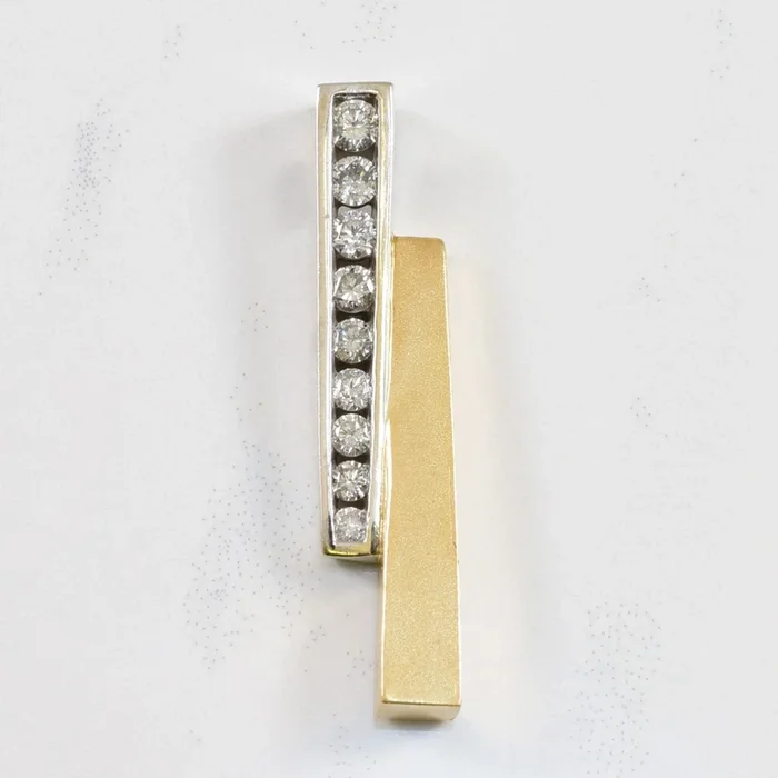 Diamond Two Tone Bar Pendant | 0.36ctw |