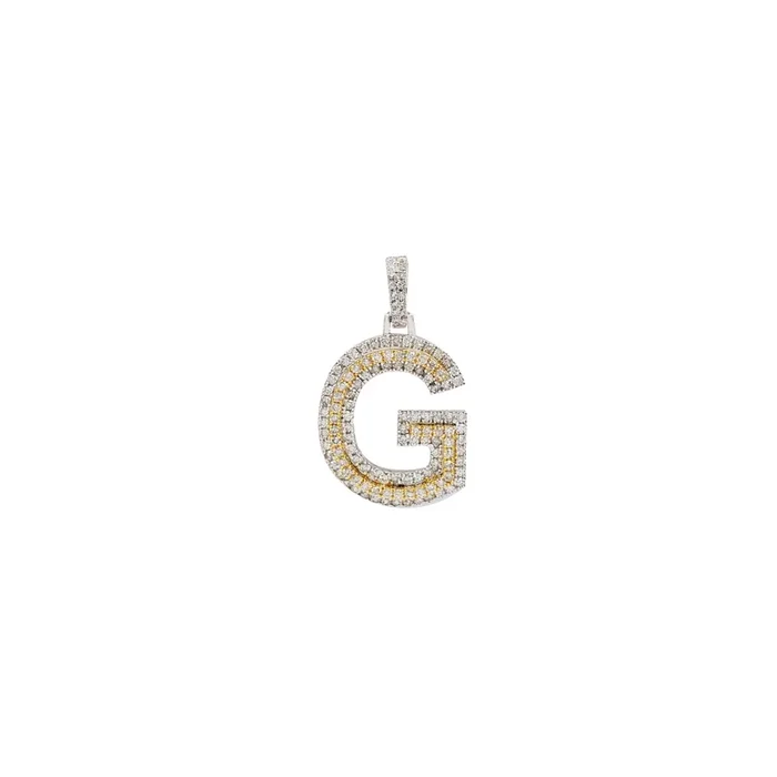 Diamond Two-Tone Initial Letter “G” Pendant (14K)