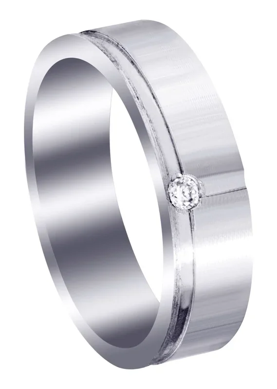 Diamond Unique Mens Wedding Band | 0.05 Carats | Satin Finish (Romeo)