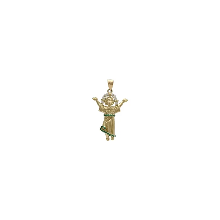 Divine Child With Green CZ Accents Pendant (14K)