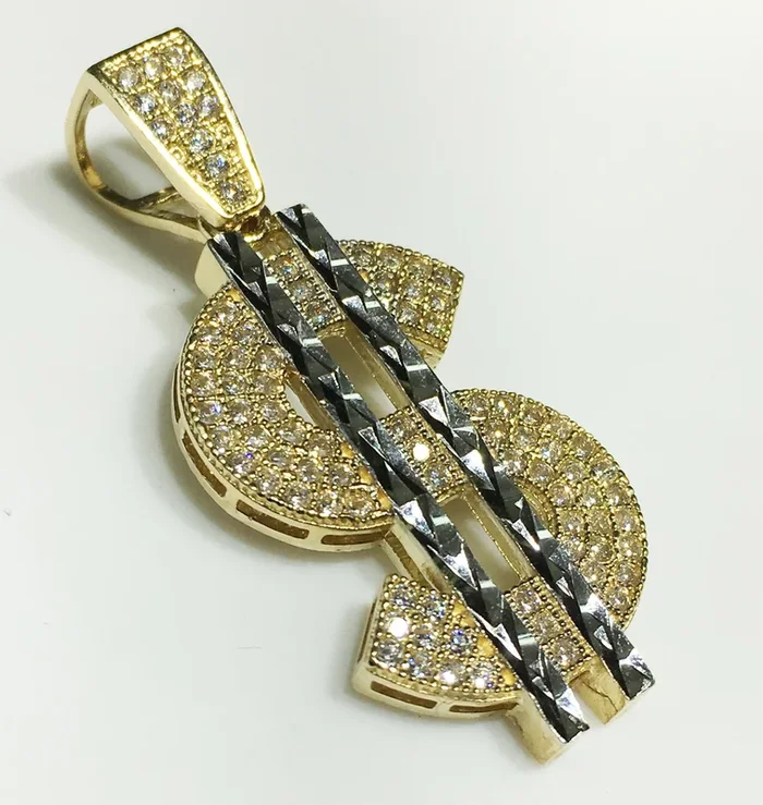 Dollar Sign Pendant (Iced) 14K