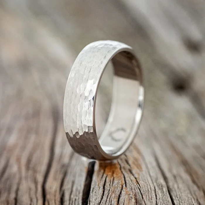 DOMED PROFILE WEDDING BAND WITH UNIQUE FINISH – READY TO SHIP