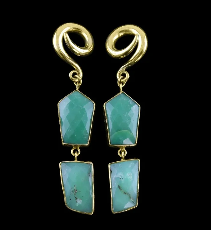 Double Chrysoprase Stone Ear Weights Version 3