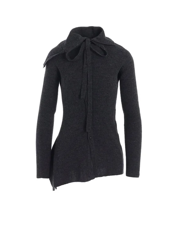 DOUBLE COLLAR ASSYMETRIC CARDIGAN